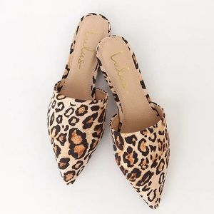 Lulu’s Lorena Leopard Suede Pointed Toe Slides